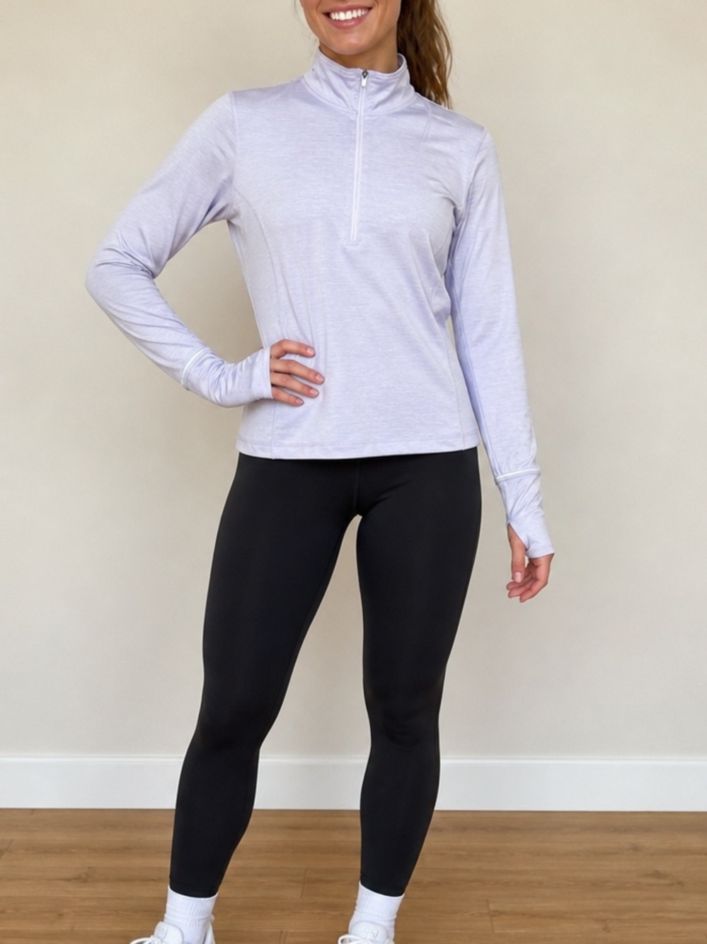 Z by Zella 1/2 Zip Long Sleeved Pullover Workout Athleisure light Purple Sz Med